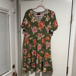 Lane Bryant Green Floral Midi Dress